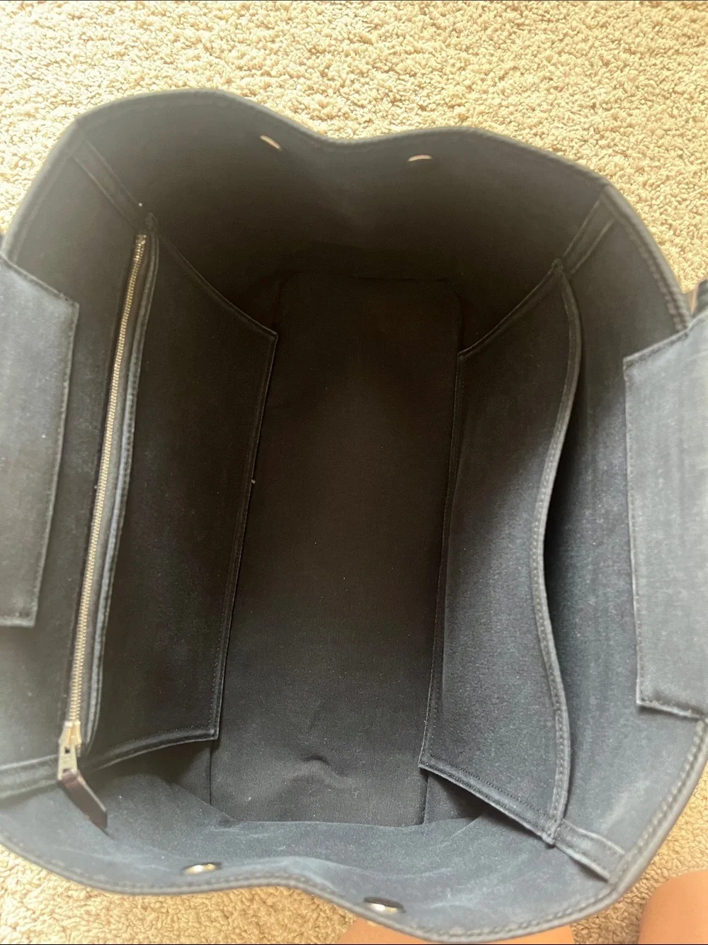 Hermes cabag PM Black Canvas Tote with Brown Leather Straps - Picture 14 of 16
